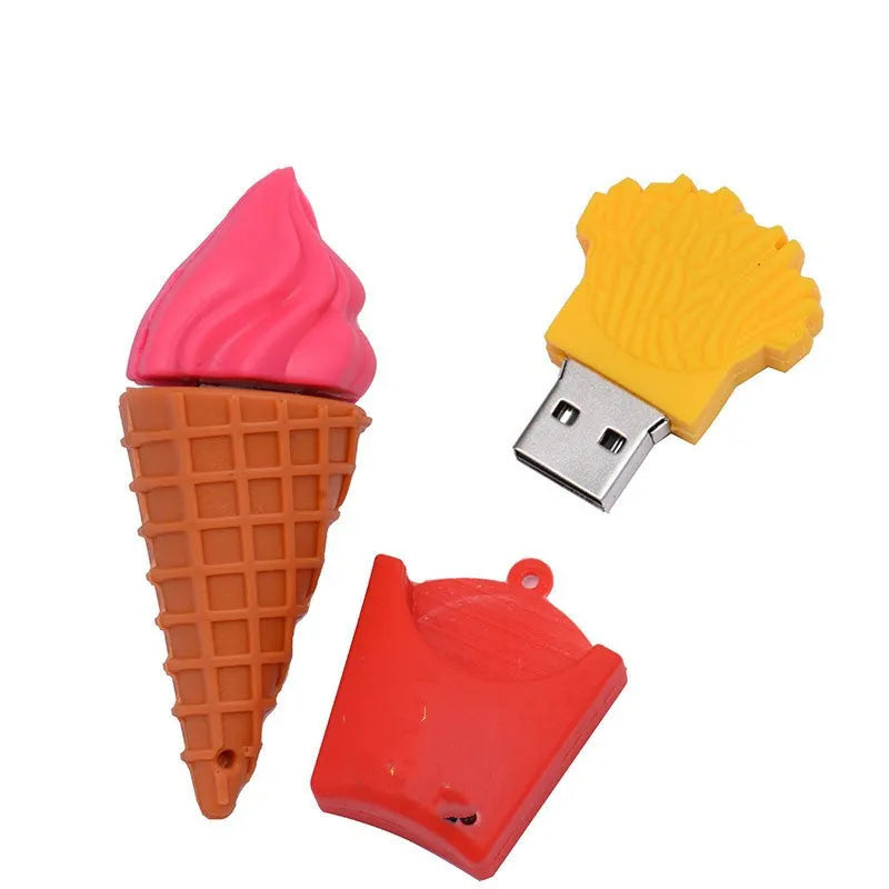 Mini ice cream shaped USB flash drive in pink plastic with USB connector