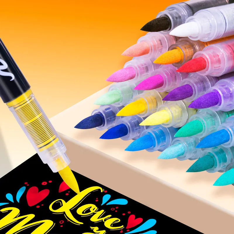Set of acrylic marker pens with soft tips for art painting and graffiti work