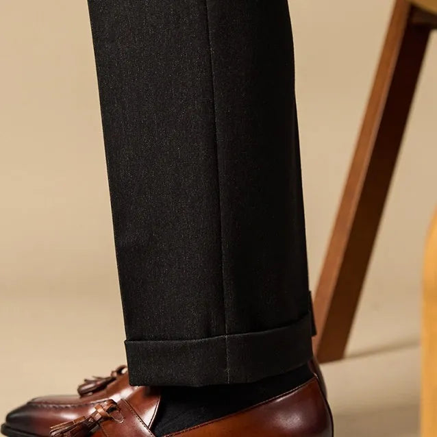 Men's polished leather tassel loafers in black and coffee colours with traditional British styling