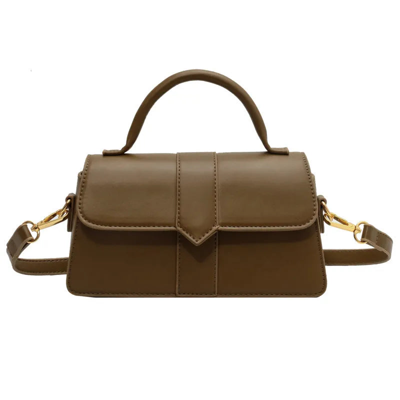 Women's PU messenger bag horizontal square design with file organiser interior