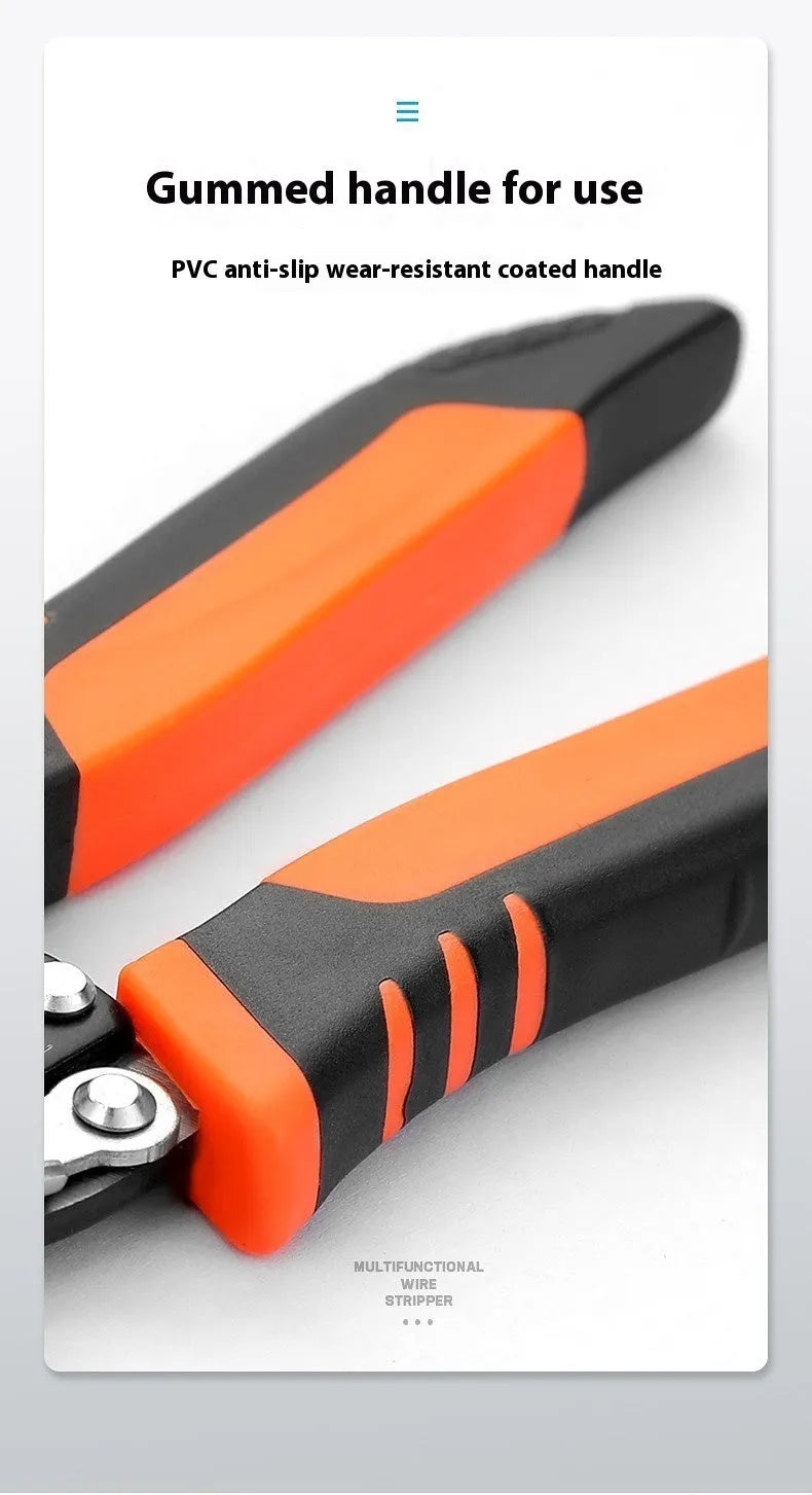 Fully automatic wire stripping pliers with high carbon steel blades for electricians