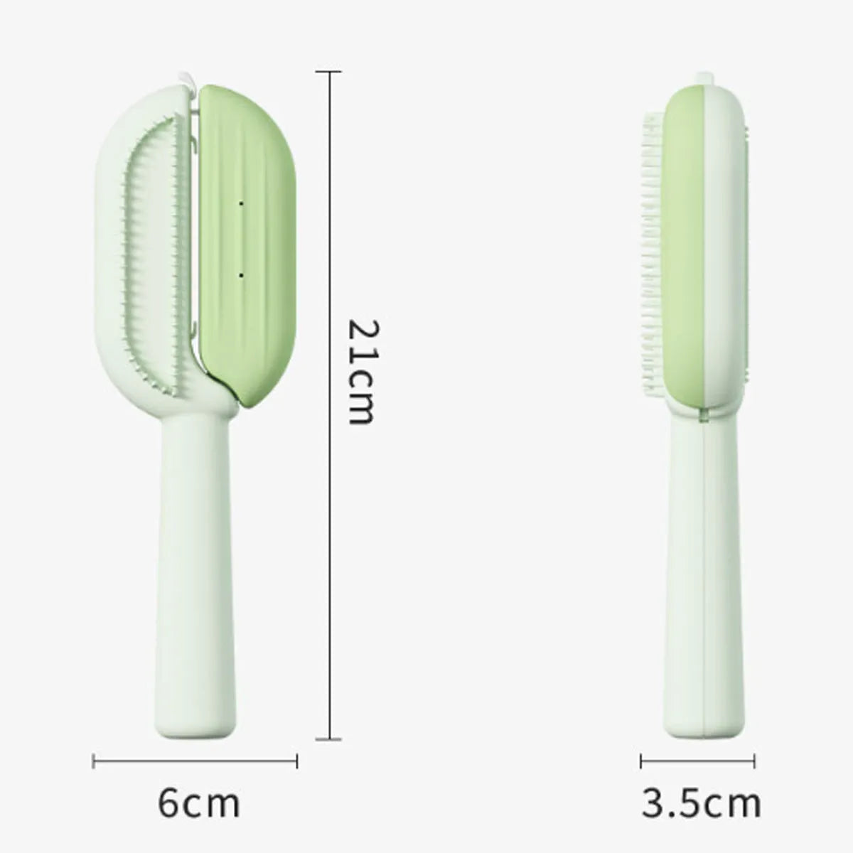 Blue pet grooming comb with water tank and four comb head types.