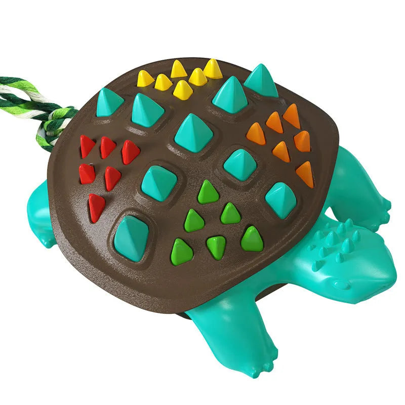Natural rubber dog toothbrush chew toy with mint flavour for dental care and interactive play