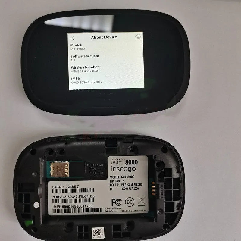 Black portable 4G wireless router with compact design measuring 10cm by 20cm