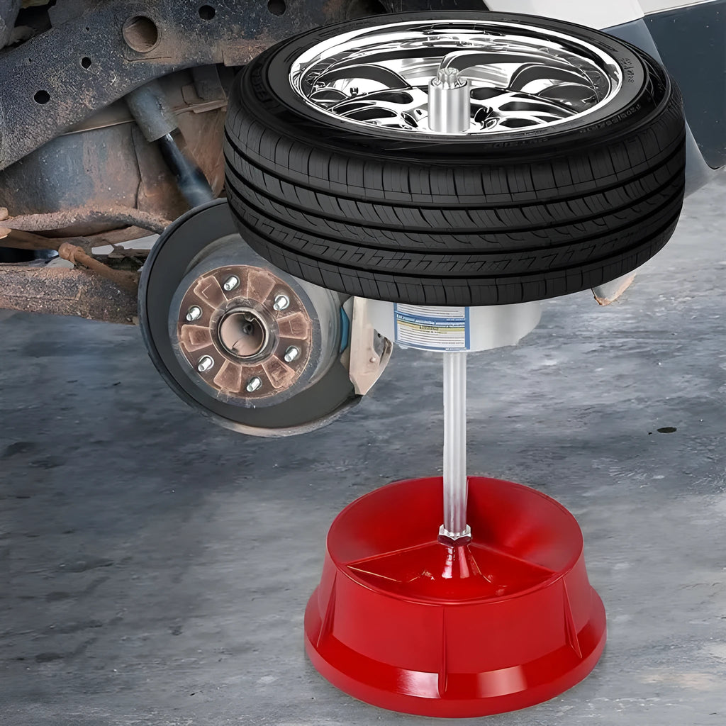 Portable wheel balancer with aluminium head and enamel-finished base for tyre balancing