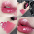 Glacier Lava Lip Lacquer tube in water light mirror finish with seven colour number options displayed.