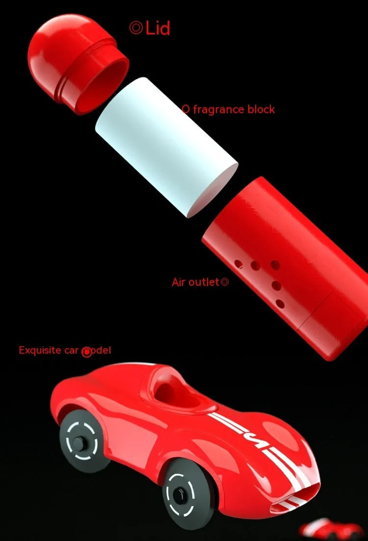 Round solar-powered car perfume decoration with light sense model in black, red, or white colours