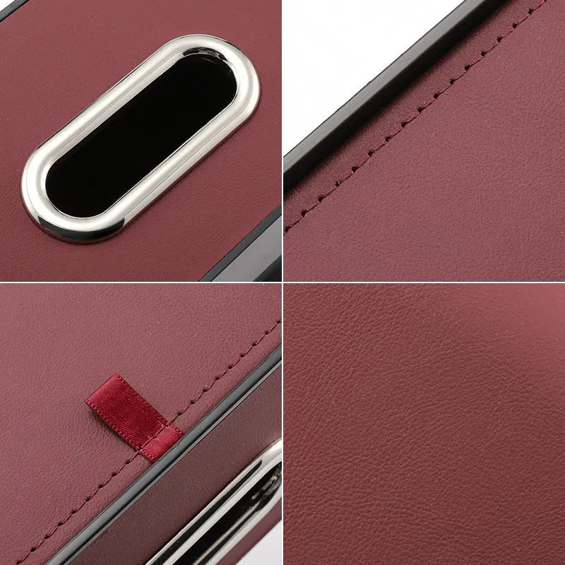 Genuine leather car tissue box organiser with integrated cup holder and buggy bag