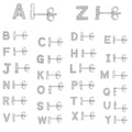 A single gold plated earring shaped like the letter A, set with small sparkling zircon stones.