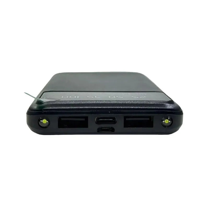 Black ultra-thin 10000mAh power bank showing compact 67x140mm dimensions