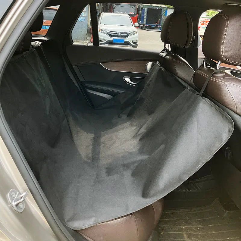 Car rear seat pet mat with water resistant isolation padding in dog bone print design