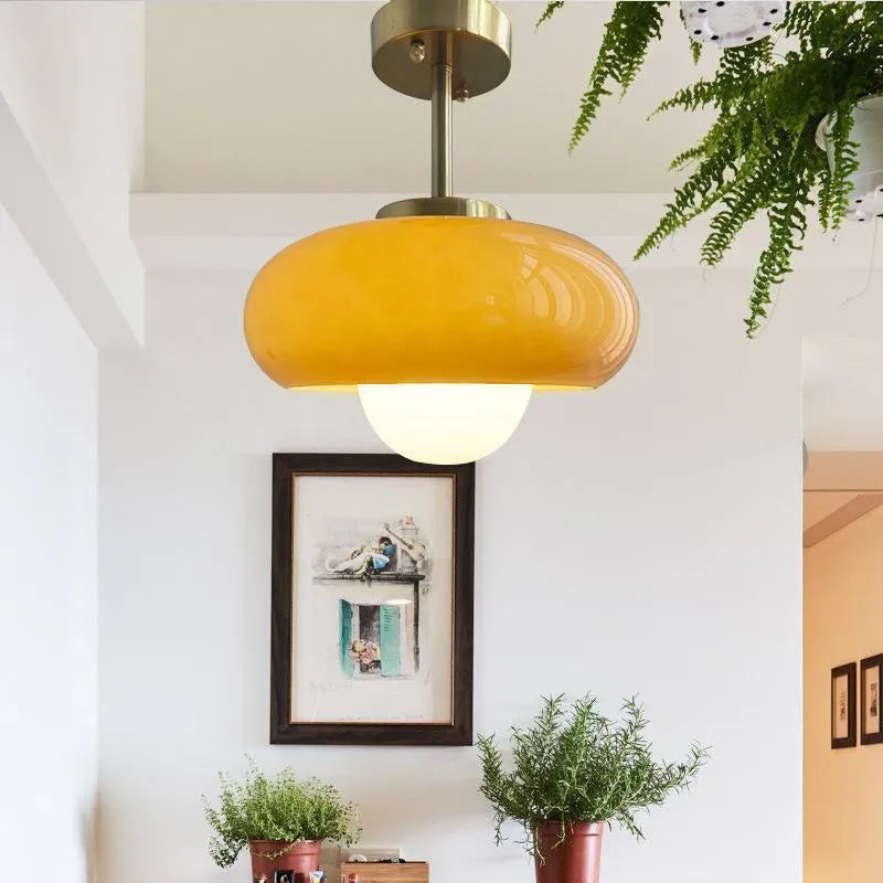Bauhaus three headed egg tart pendant light in milk white glass for retro ceiling lighting