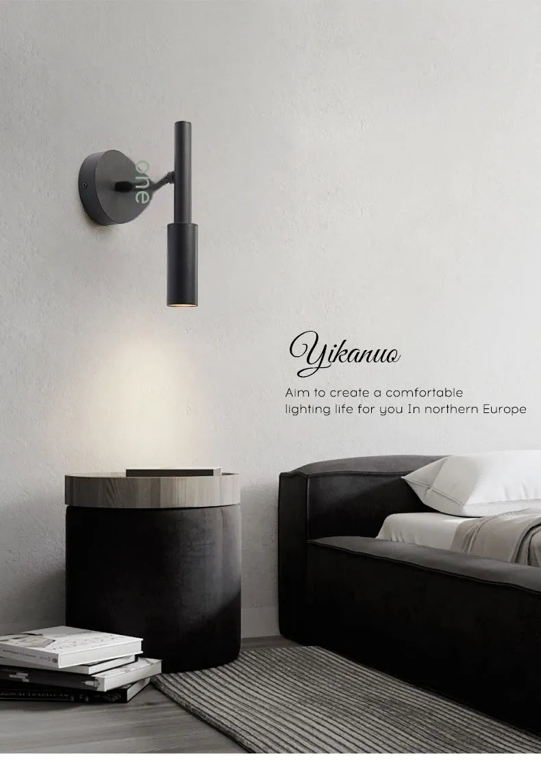 Modern wrought iron wall lamp in black finish with three-colour adjustable lighting