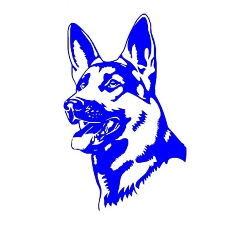 Reflective Alsace Shepherd dog design car bumper sticker in choice of colours.