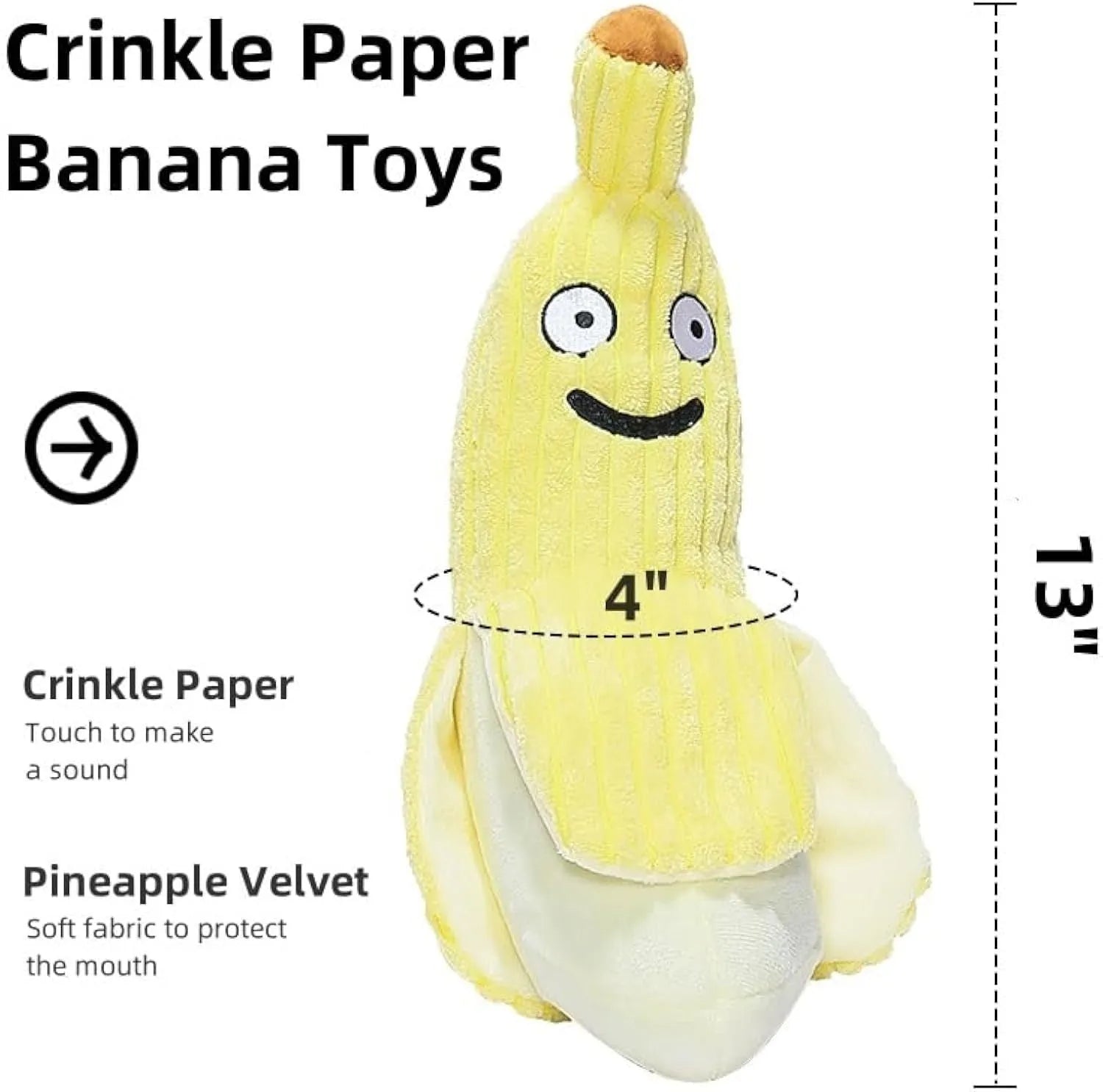 Yellow banana-shaped cat toy with crinkle paper and catnip for indoor feline play
