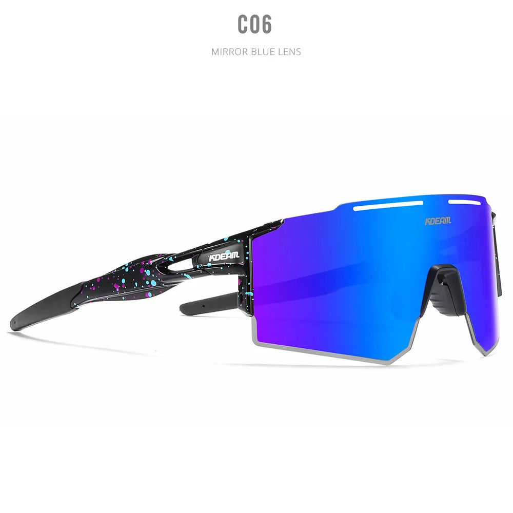 Polarised cycling sunglasses with frameless ultralight TR90 frames in a sporty style.