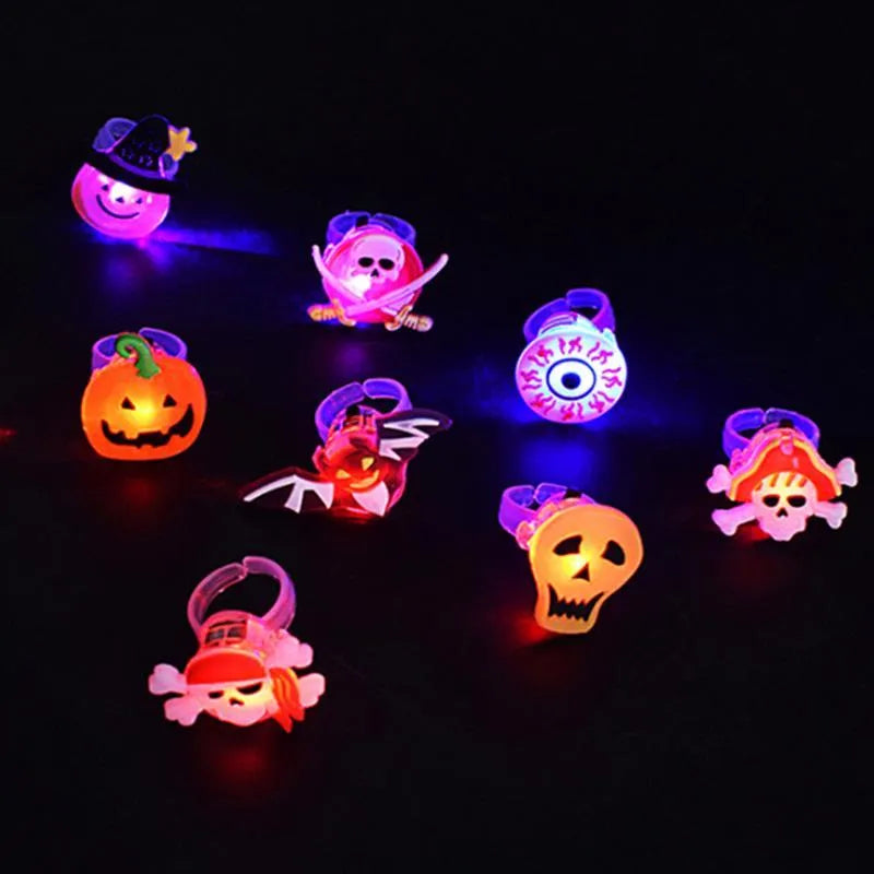Halloween glowing brooch ring in plastic and electronic construction, available in all sizes for festive use
