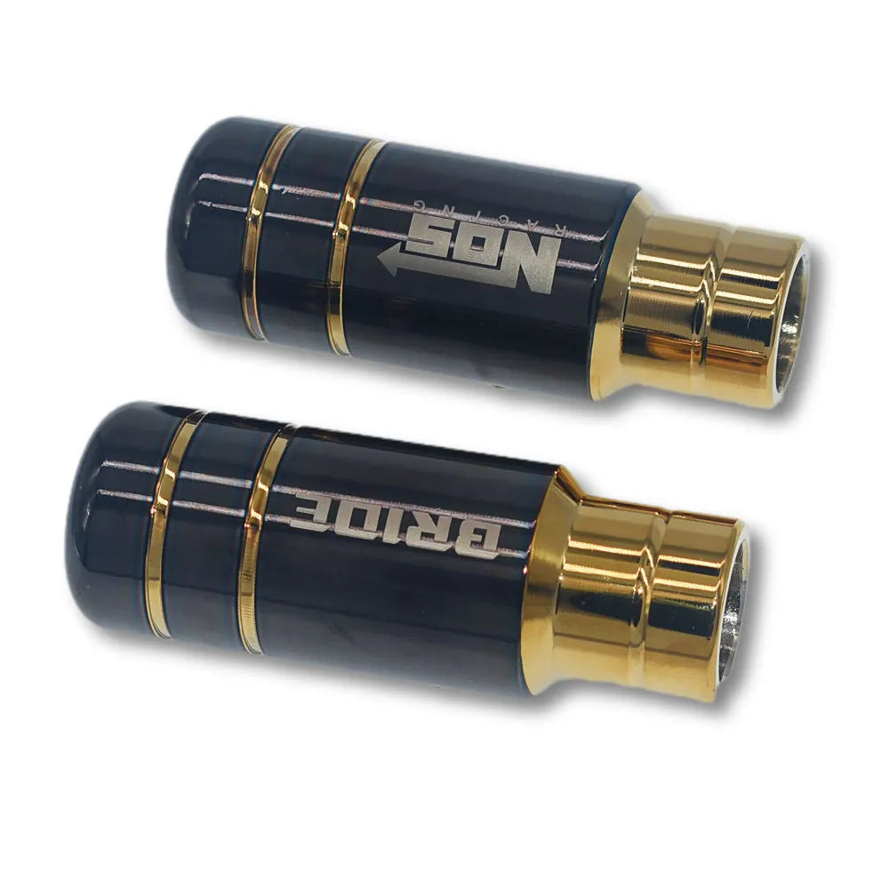 Roasted blue aluminium alloy car gear shift head with three black rubber installation sleeves
