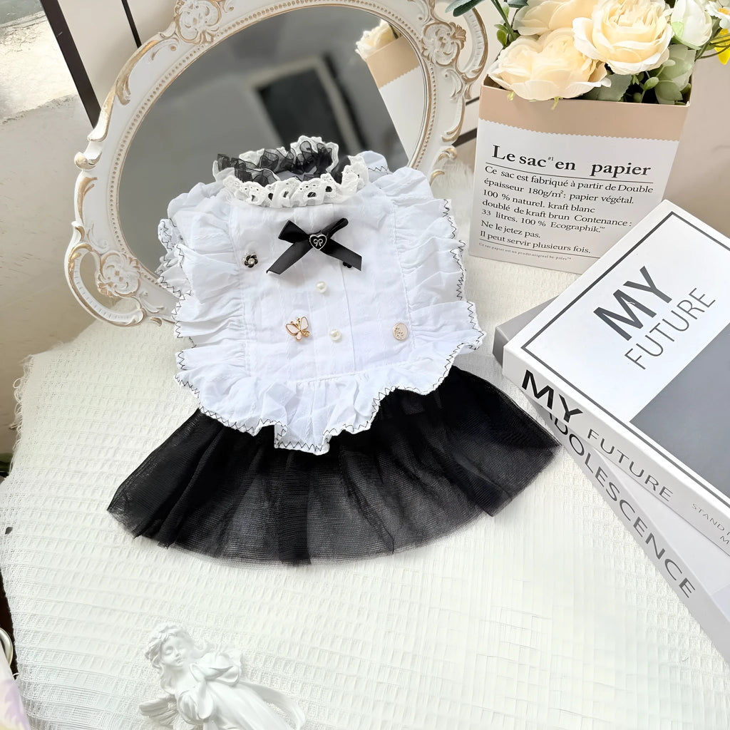 White polyester waltz gauze skirt for small dogs in princess style.