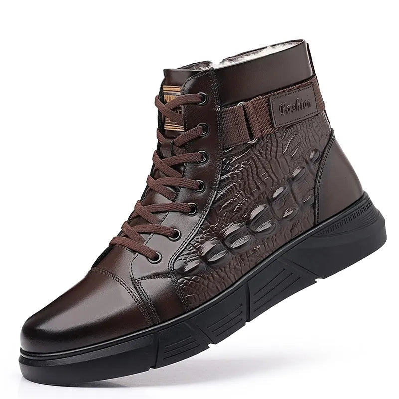Women's black velvet fur-lined leather snow boots with rubber soles and front lace-up closure