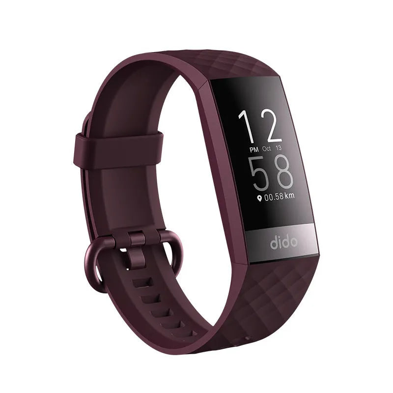 Black smart bracelet with ECG, blood pressure and blood oxygen monitoring on a wrist.