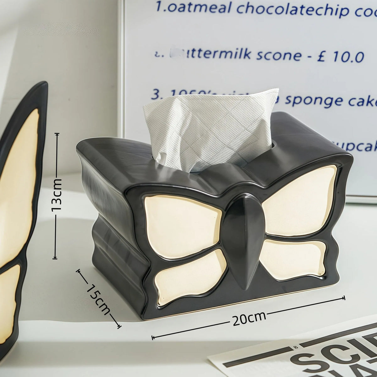 Ceramic butterfly vase with matching waterproof tissue box for living room décor