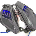 Pair of LED side lamps with carbon fibre decoration for YAMAHA NMAX125 and NMAX155 motorcycles.