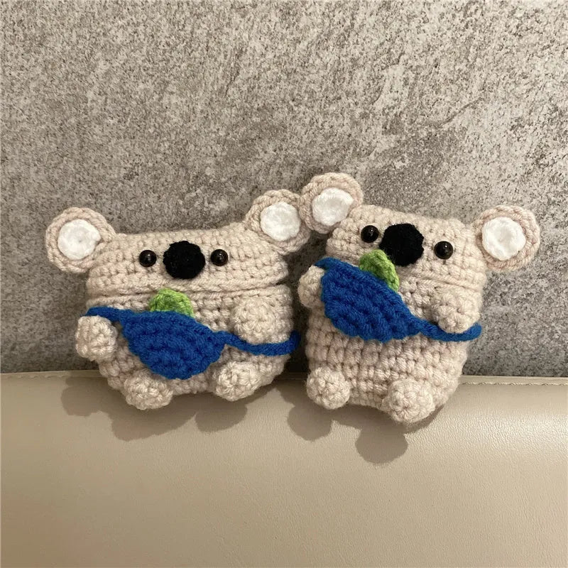 Knitted koala bear backpack design AirPods protective case cover
