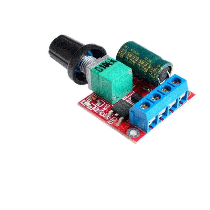 Compact PWM DC motor governor with potentiometer knob for speed control