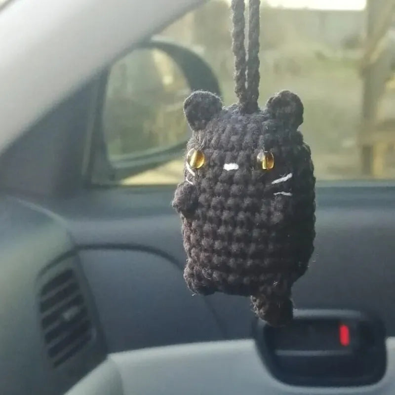 Plush hand-woven cartoon automobile hanging ornament for rear-view mirror decoration