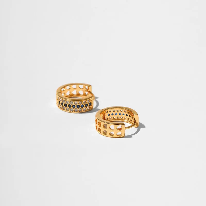 Round geometric women's earrings with copper electroplated KE1268 gold colour finish