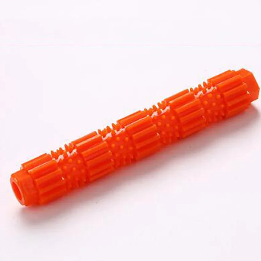 Green and orange durable rubber dog chew toy with treat dispenser for aggressive chewers