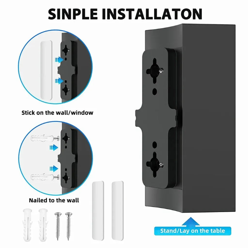 Black plastic digital television antenna with HD mode selector on a flat surface