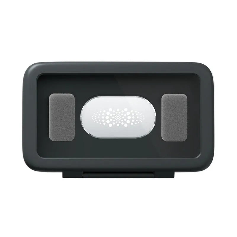 Waterproof phone holder case mounted on bathroom tile with phone visible through anti-fog window