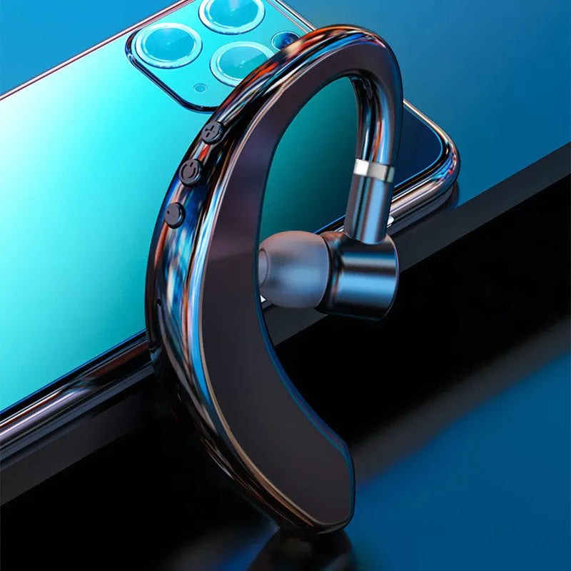 Single ear wireless Bluetooth headset in black or blue colour with 180-degree rotation design