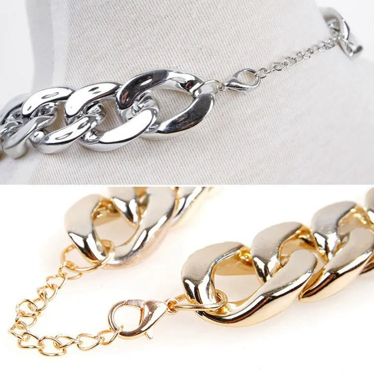 Gold colour chain style dog collar with buckle for small to medium dogs on adjustable 21-50 cm setting