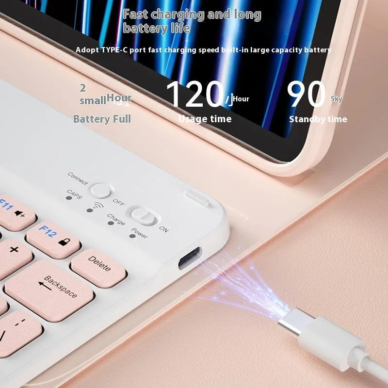 Bluetooth keyboard for girls tablet PC in various colours including elegant white, pink, green, blue, lavender, and yellow options