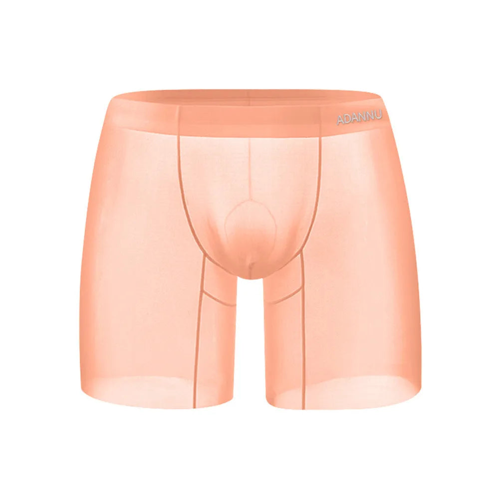 Men's seamless sports boxer shorts in nylon fabric with hip-lifting design