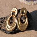 French retro gold double circle earrings with U-shaped design in quicksand colour