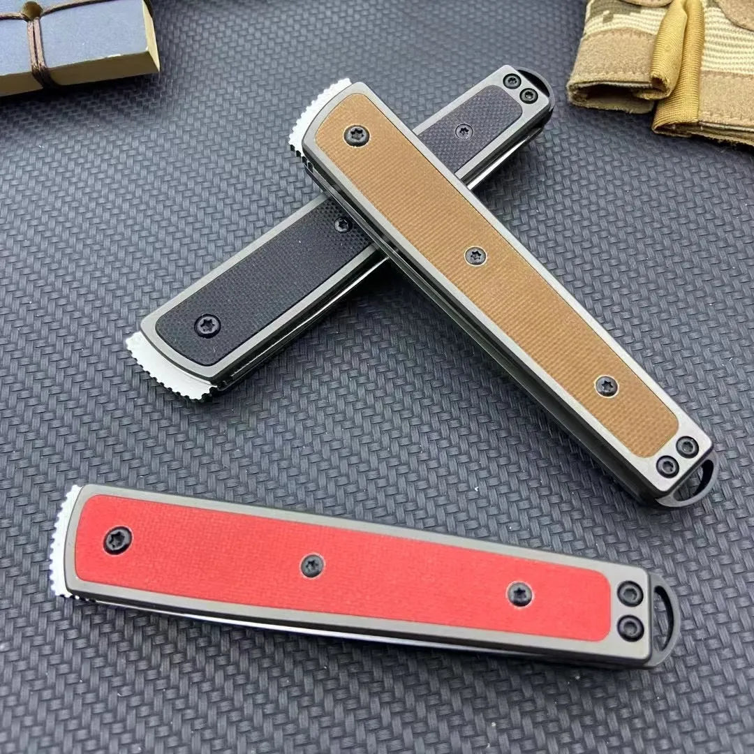 Folding fruit knife with stainless steel blade shown unfolded displaying 7cm blade length and 10cm handle