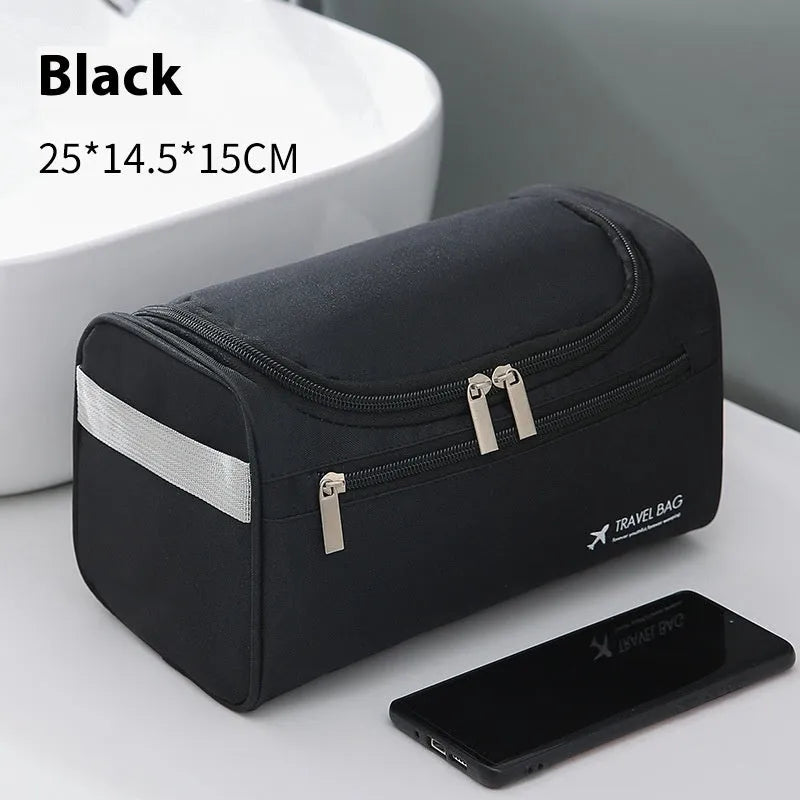 Waterproof PU leather cosmetic bag in retro style with large capacity for skincare and makeup storage