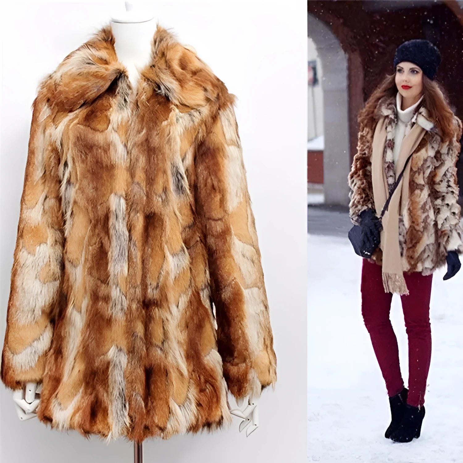 Women's slim fit faux fur leather jacket with tiger pattern print and long sleeves