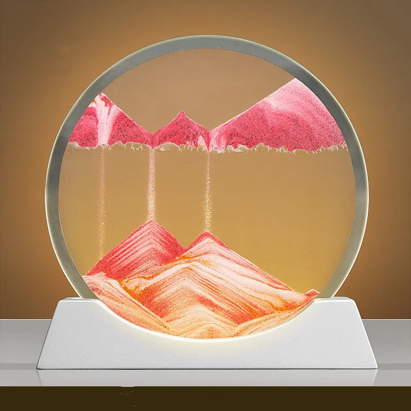 Creative quicksand painting night lamp with rotary abstract design on embroidered glass, 12 inch size