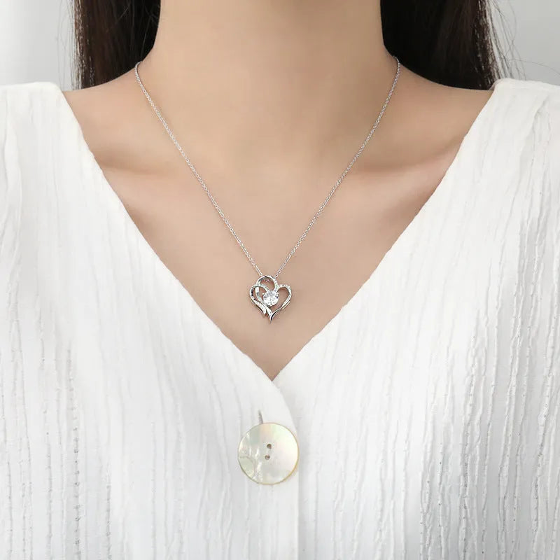 Women's 925 silver heart pendant necklace with gold plating options