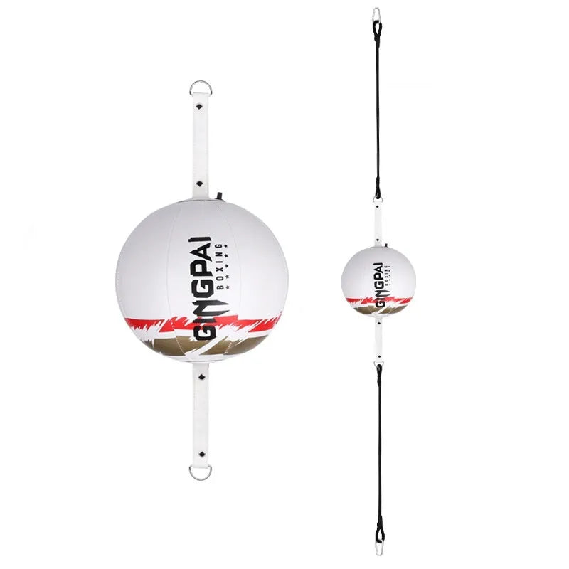 Black hanging boxing speed ball for reaction and dodge training with durable PU construction