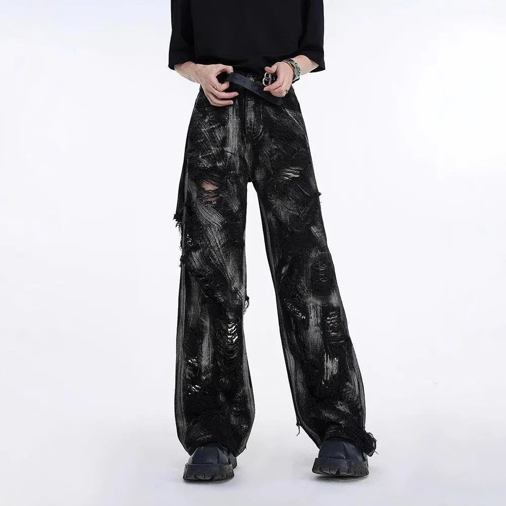 Men's heavyweight washed graffiti denim jacket in cotton with zipper fly and multiple colour options