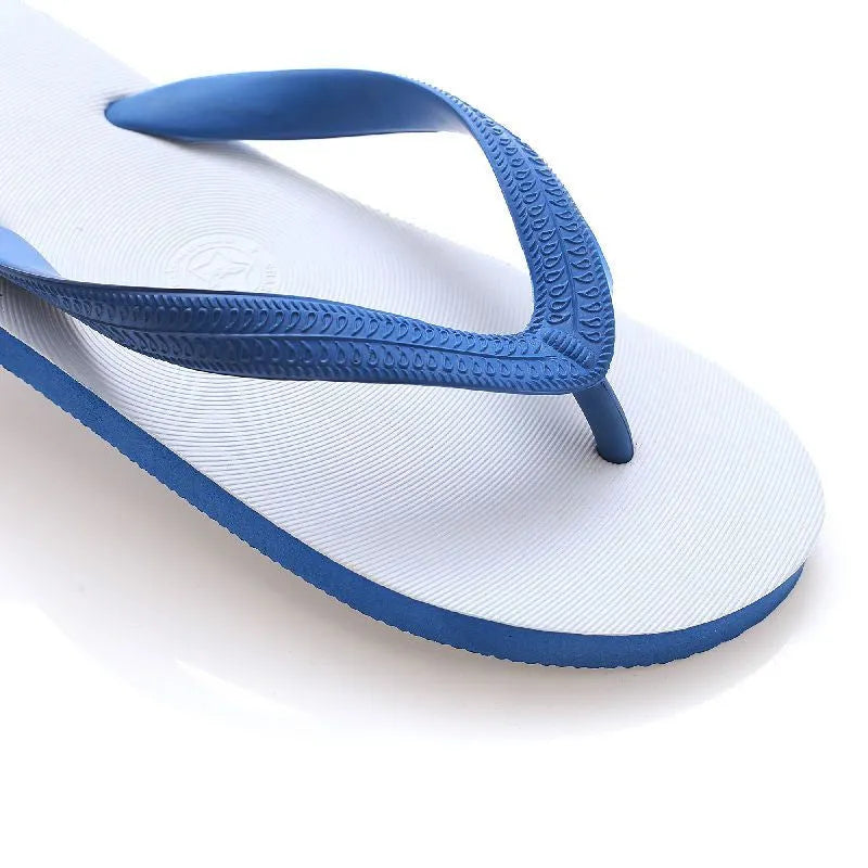 Colour options for rubber beach flip-flops with fish label, featuring non-slip deodorant soles.