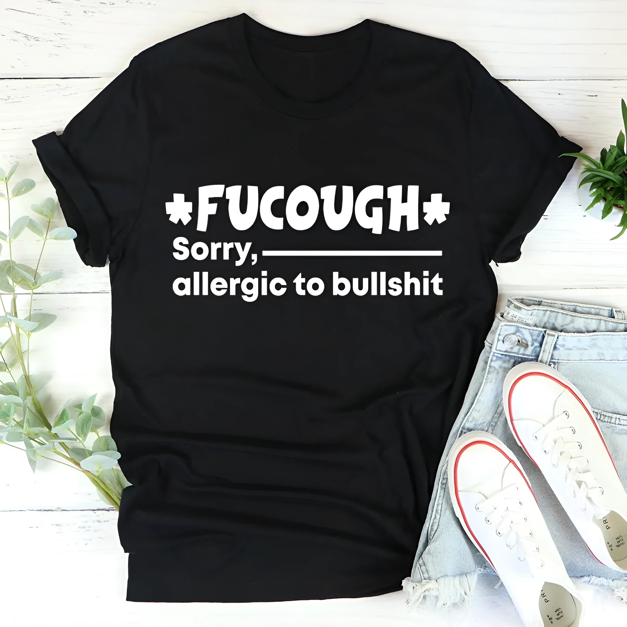 Black cotton summer T-shirt with loose straight cut and round neck for men and women