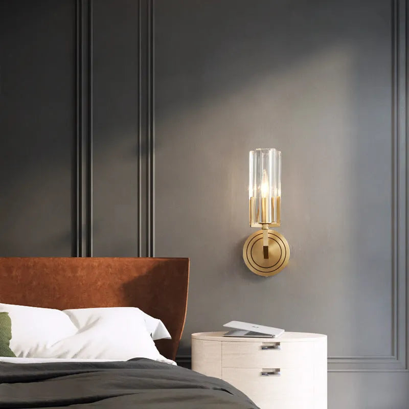 Copper wall lamp with Nordic minimalist design and adjustable single or double head configuration