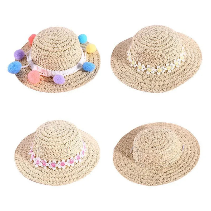 Handmade adjustable bowknot pet hat for dogs and cats in cartoon style